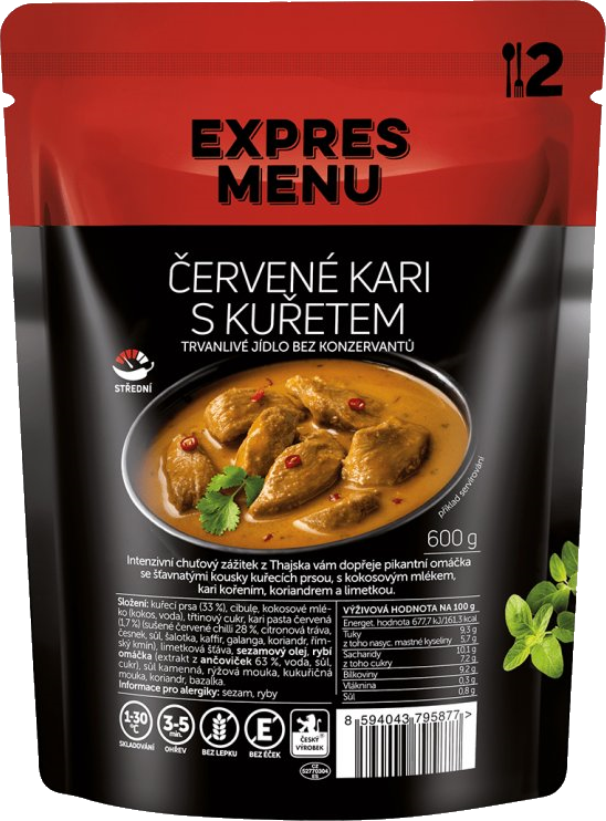 Červené kari s kuřetem - 2 PORCE
